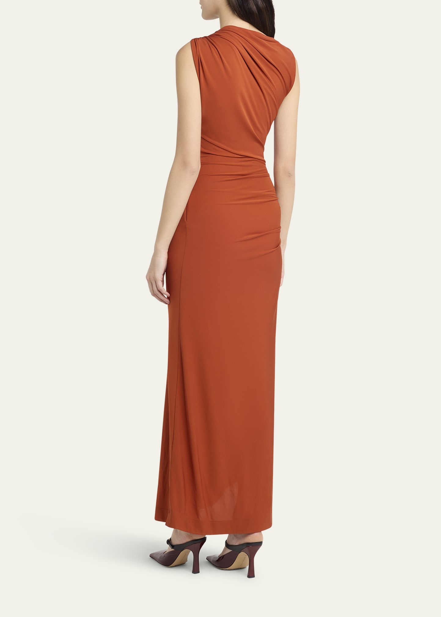 Drop Detail Gathered Matte Crepe Jersey Maxi Dress - 3
