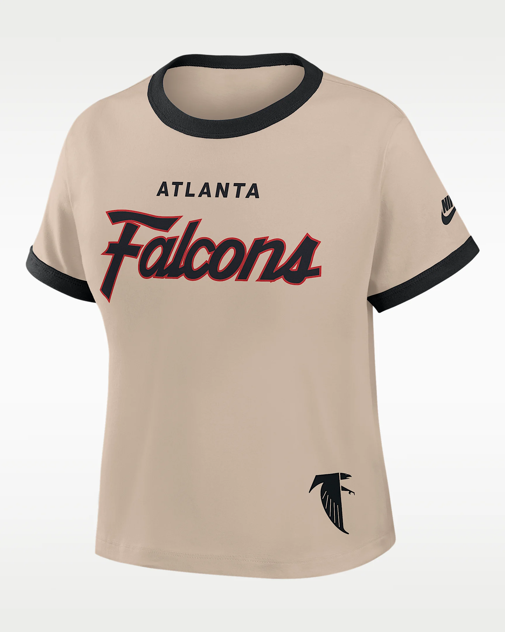 Atlanta Falcons Rewind Ringer Mod Women's Nike NFL Cropped T-Shirt - 1