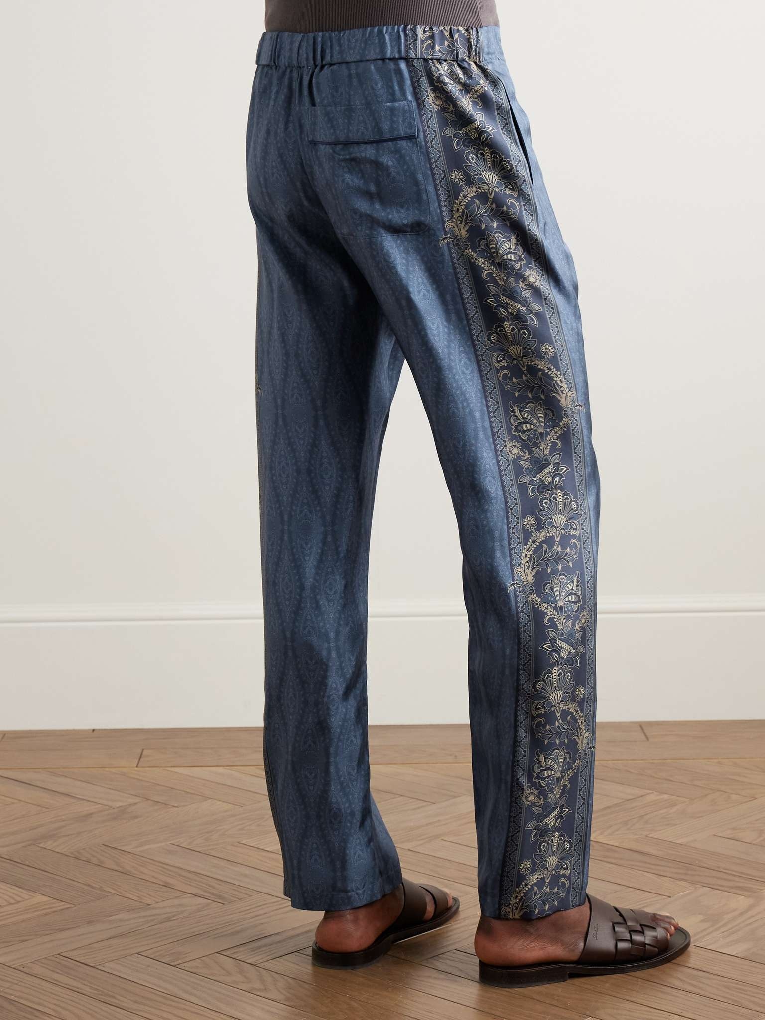 Slim-Fit Straight-Leg Printed Silk-Twill Trousers - 4