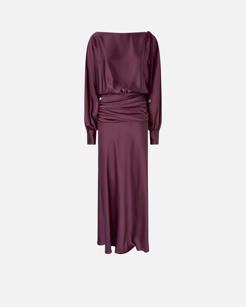 LONG SATIN DRESS WITH DRAPING 1