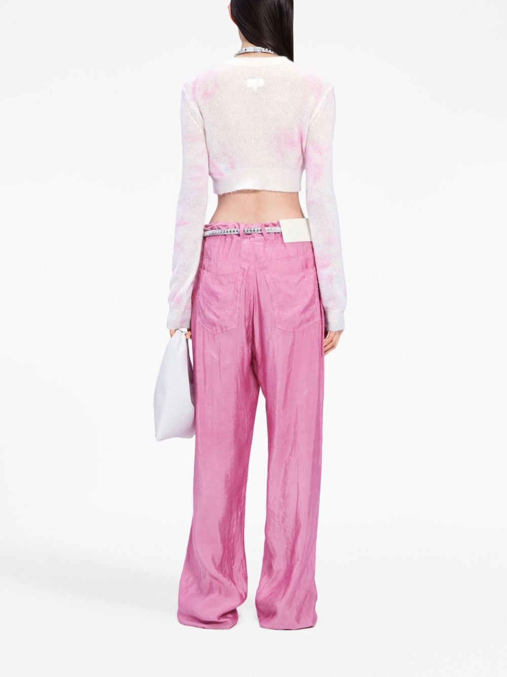 tie-dye cropped knitted top - 4