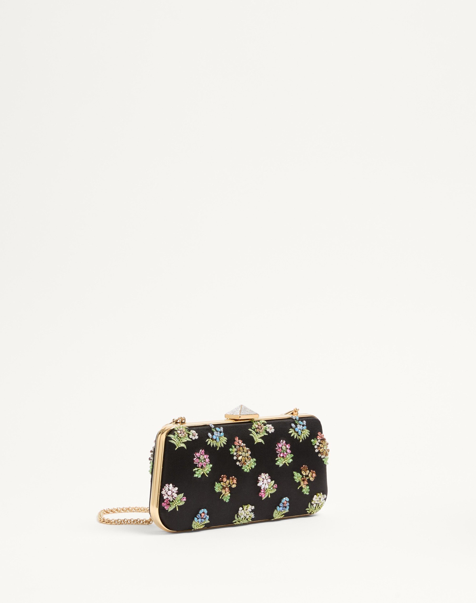 CARRY SECRETS SATIN MINAUDIERE WITH FLORAL EMBROIDERY - 3