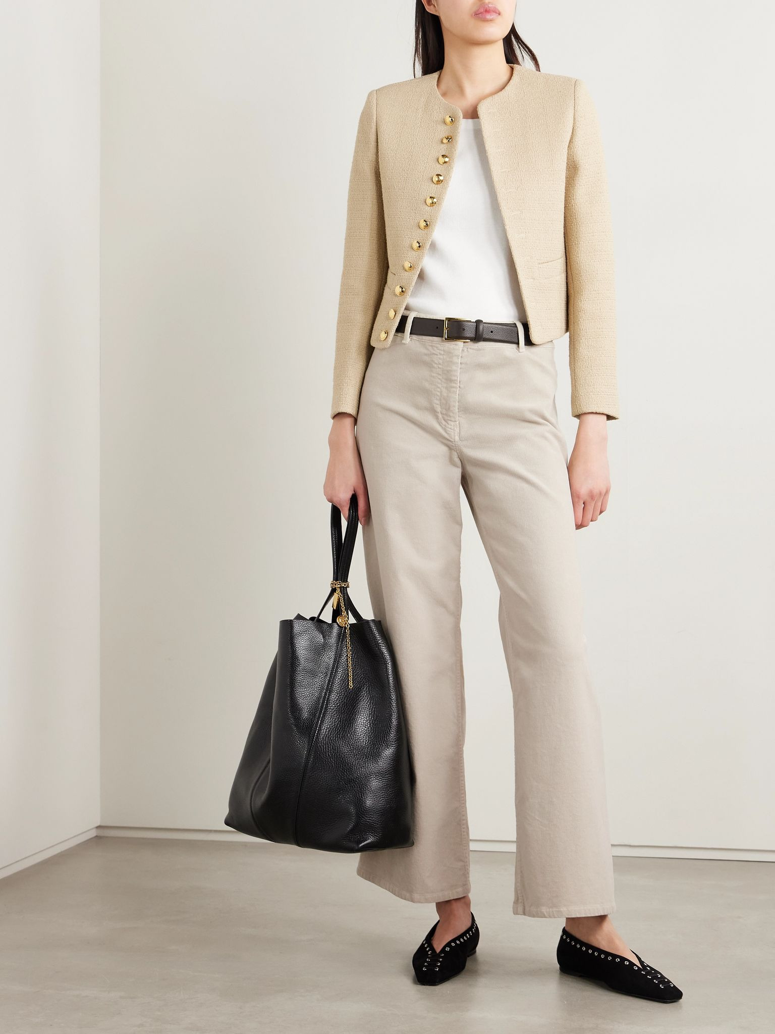 Megan cotton-blend corduroy wide-leg pants Mushroom - 2