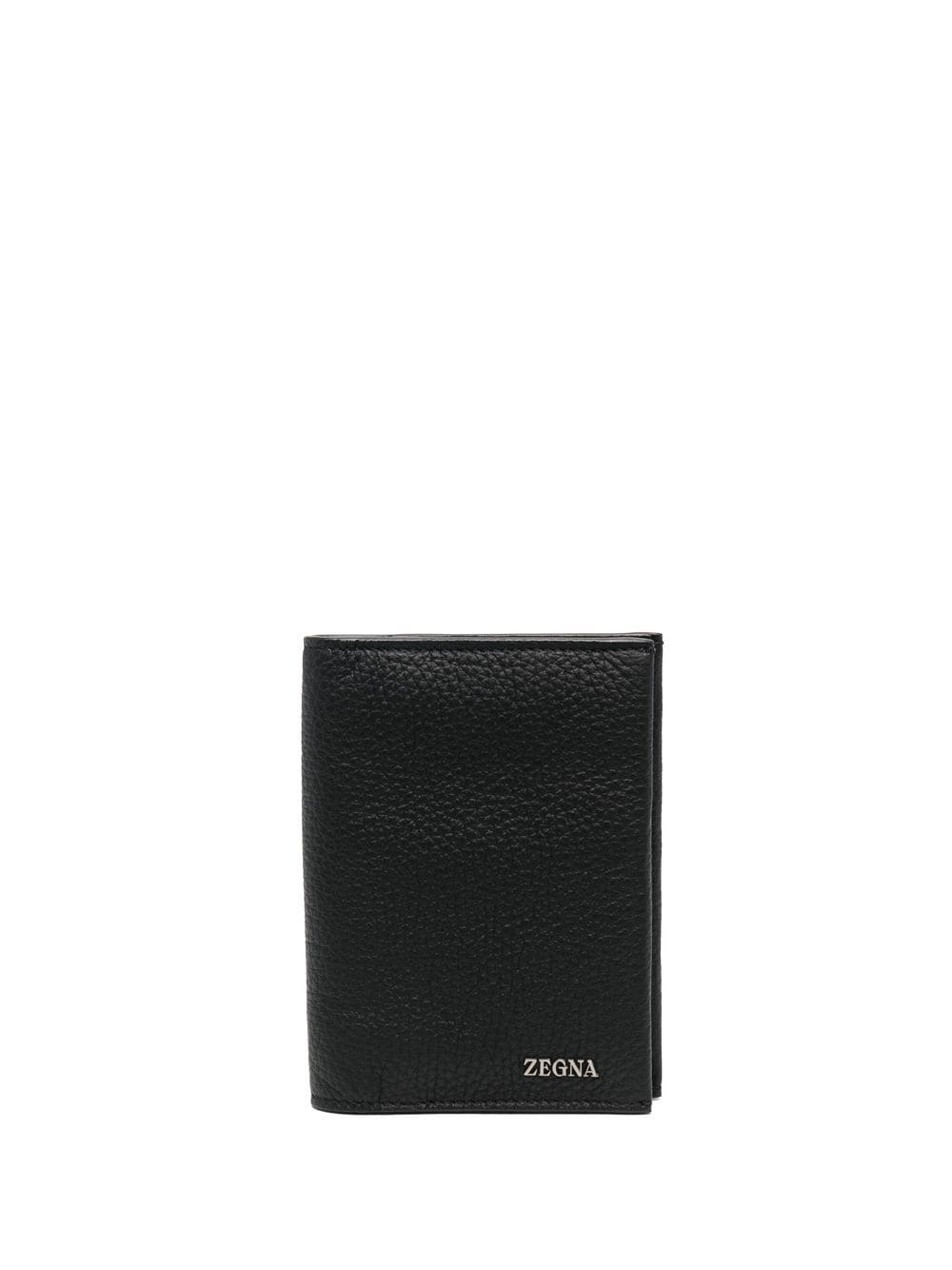 logo-plaque leather passport case - 1