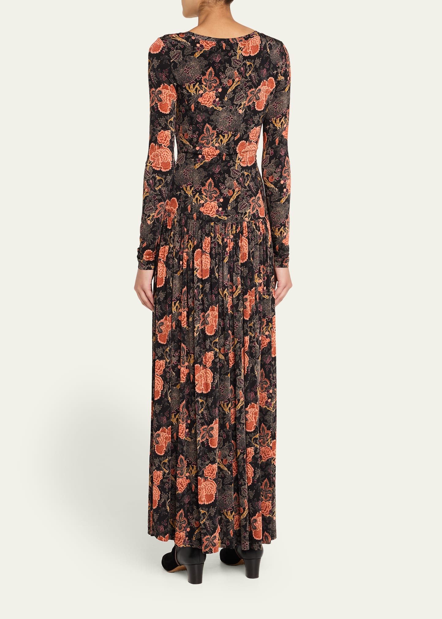 Amal Printed Long-Sleeve Jersey Maxi Dress - 3