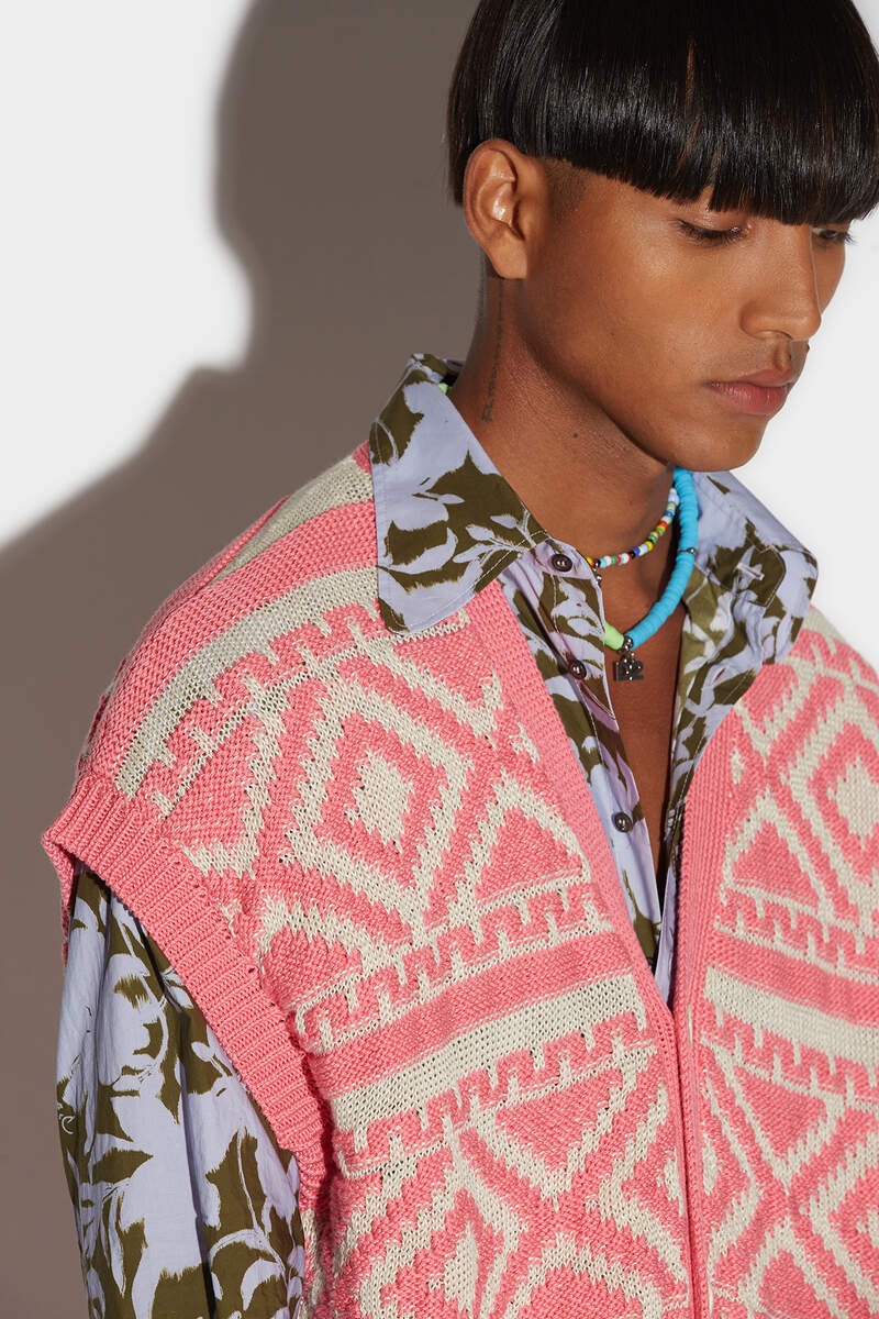 GEOMETRIC KNIT GILET - 3