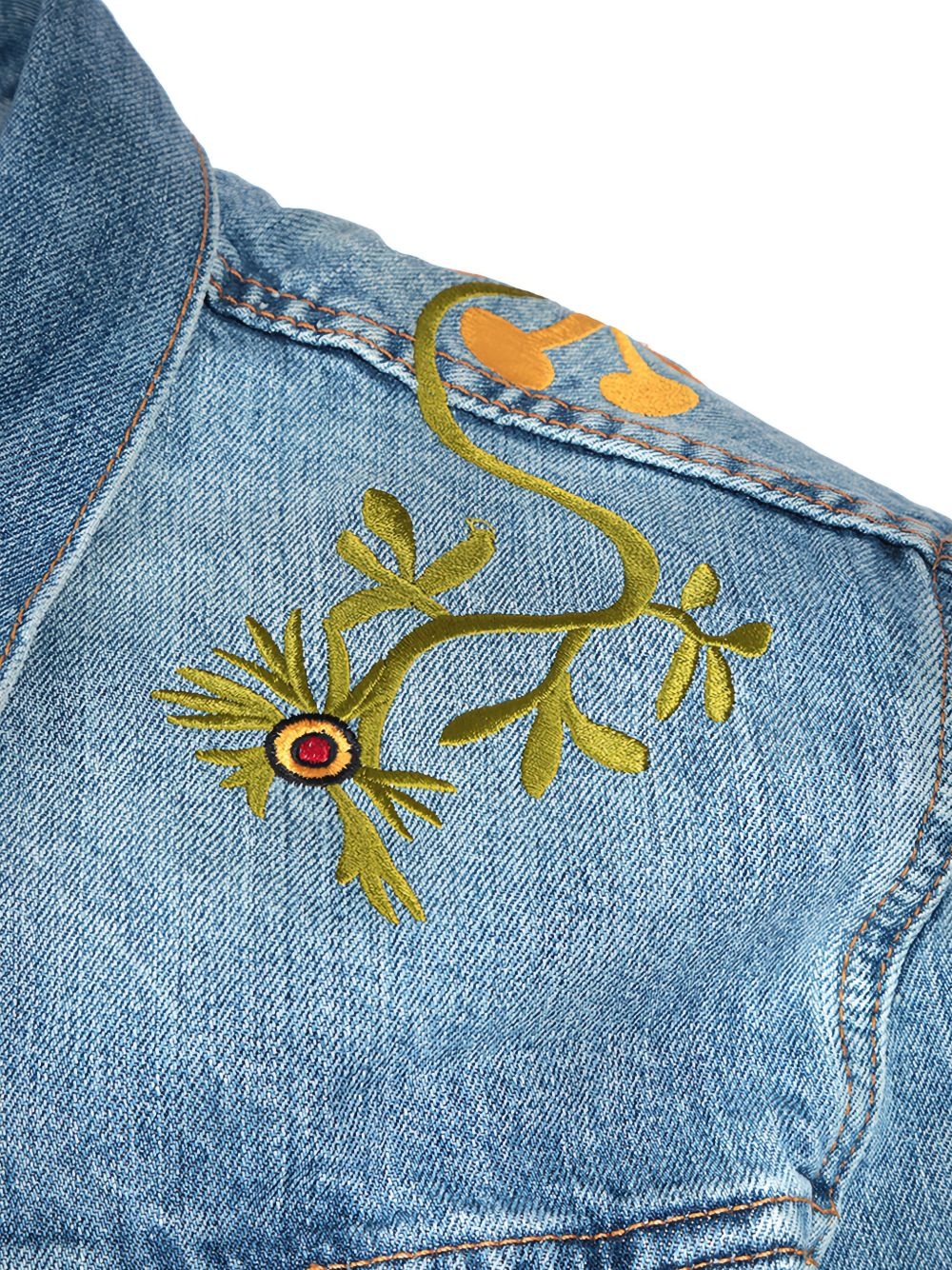 floral embroidered denim jacket - 4