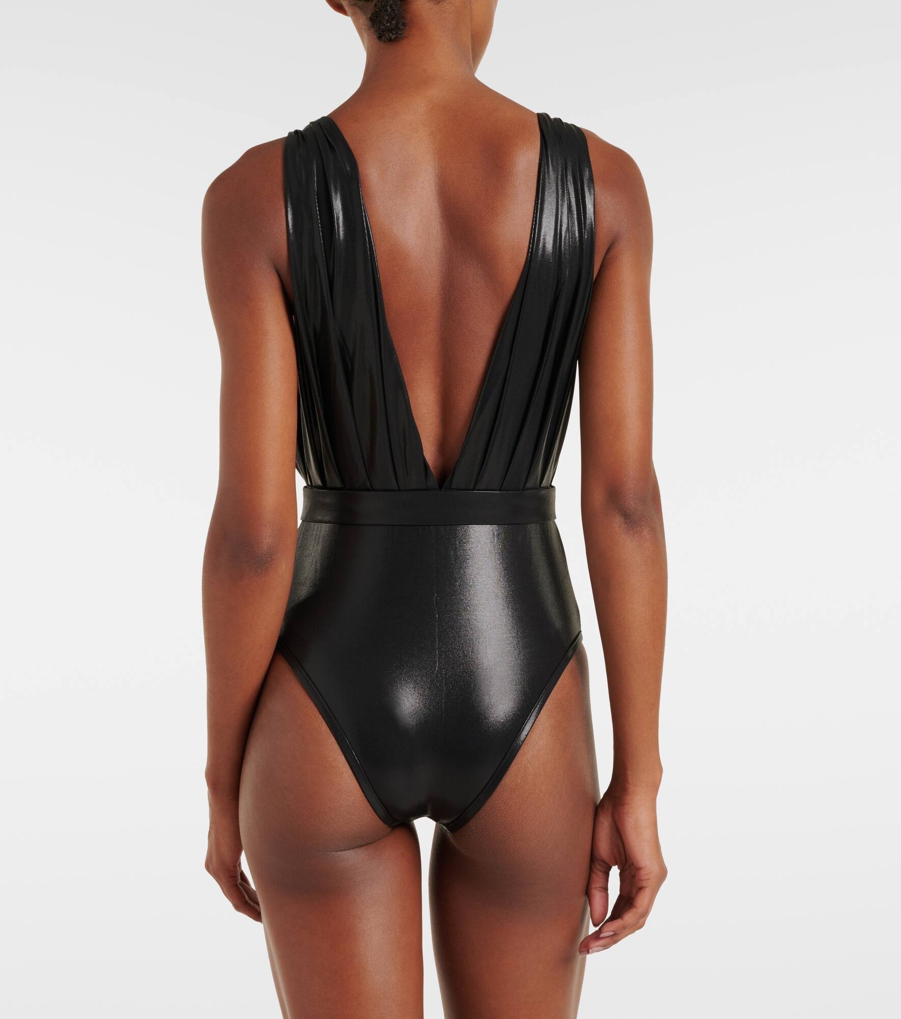 Crystal-embellished draped swimsuit - 3