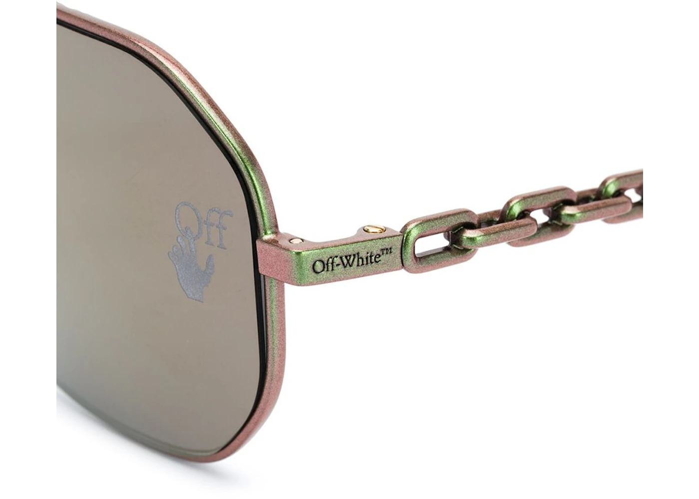 OFF-WHITE Wright Aviator Sunglasses Scarabeo Green/Gold (OMRI007F20MET0015500) - 3