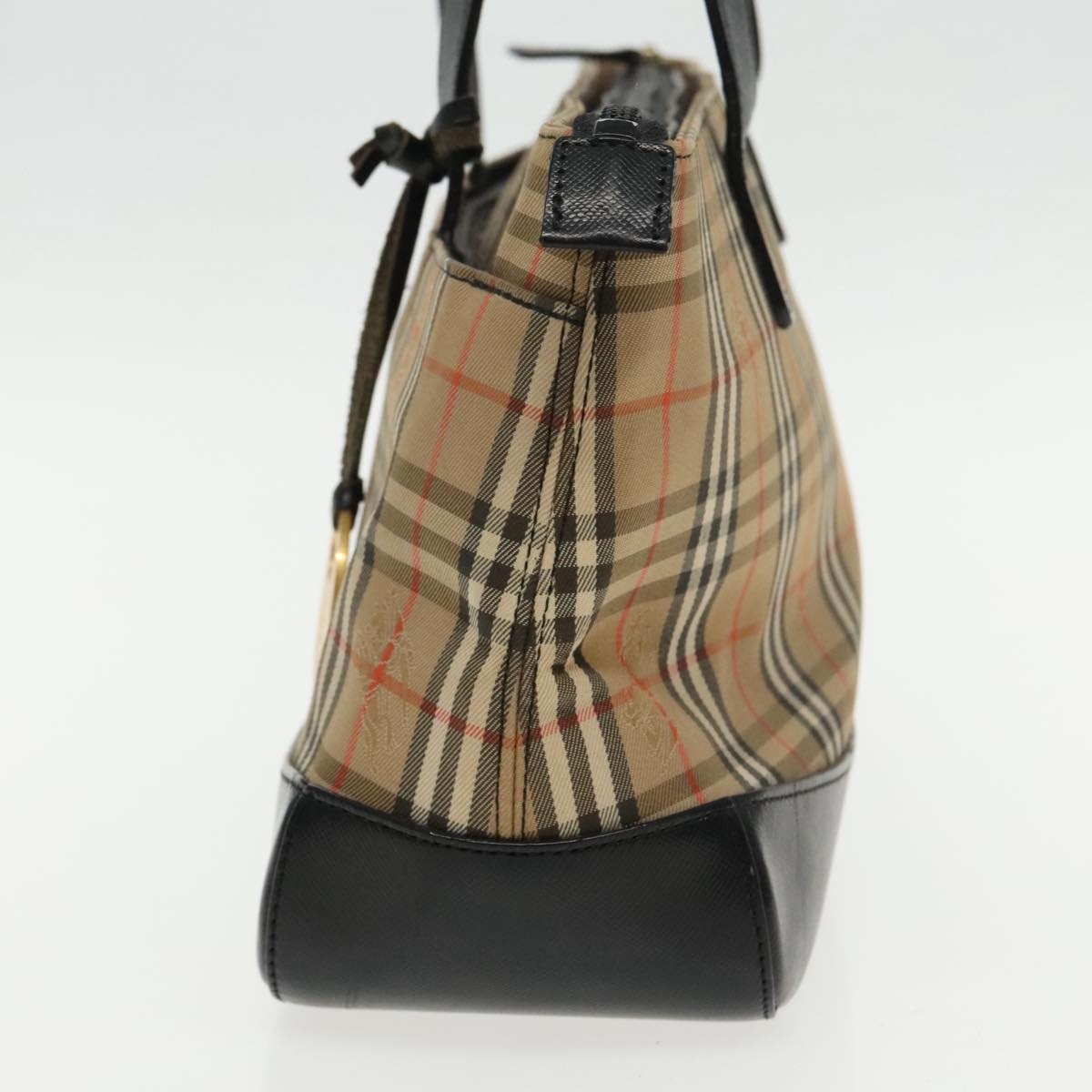 Burberry Nova Check Hand Bag Canvas Leather Beige Gold - 4