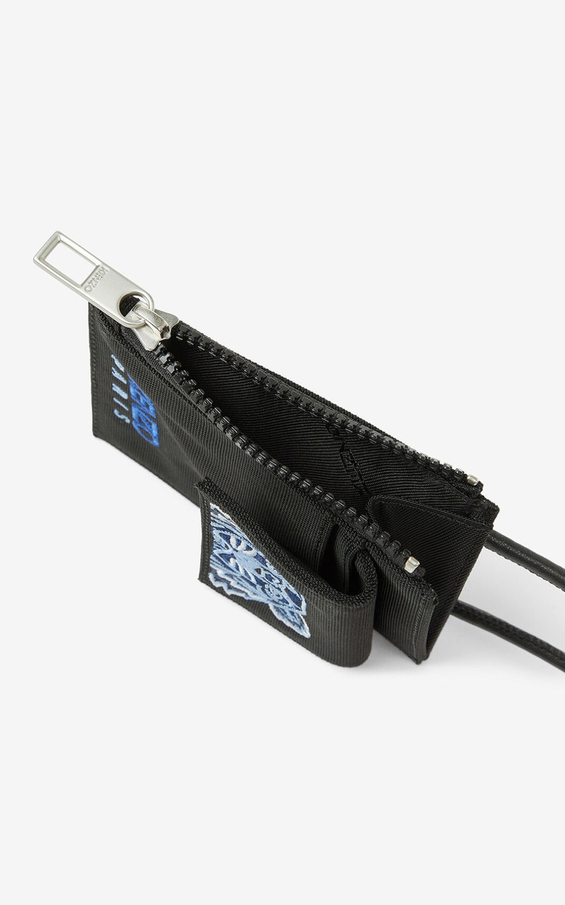 KENZO Canvas Kampus Tiger card holder with long strap outlook