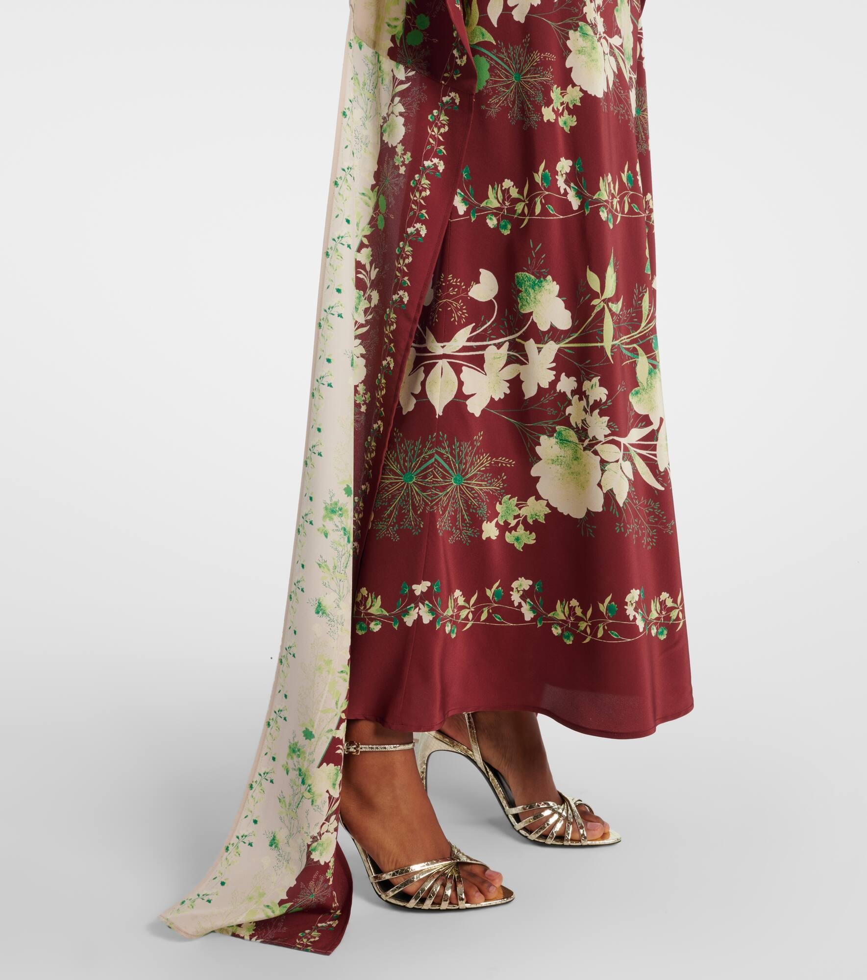 Floral silk crêpe de chine midi dress - 6