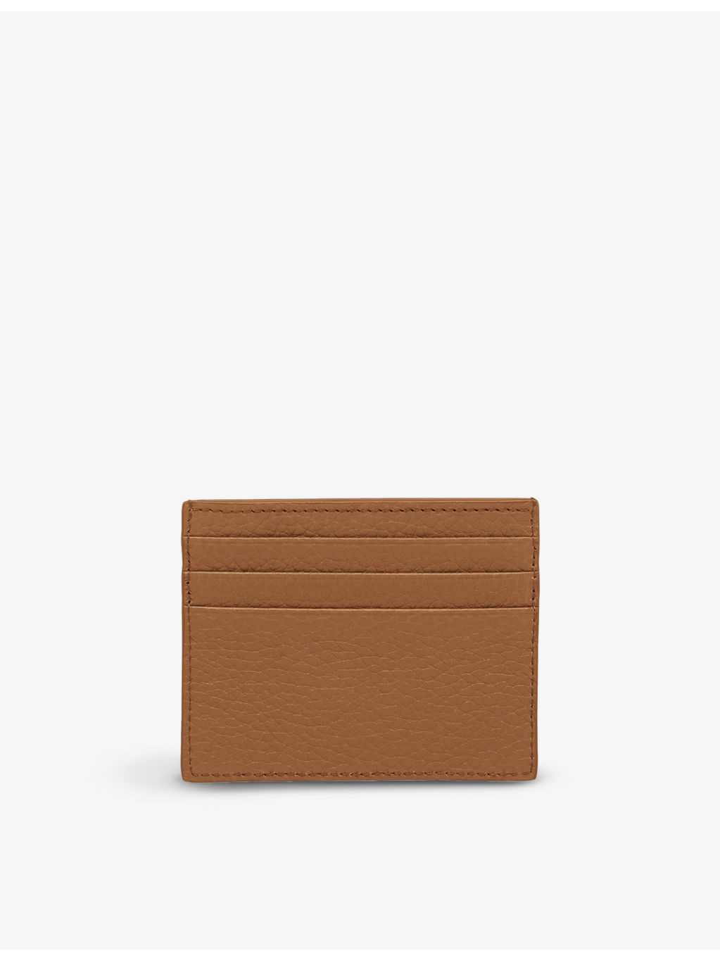 Brand-plaque grained-leather card holder - 3