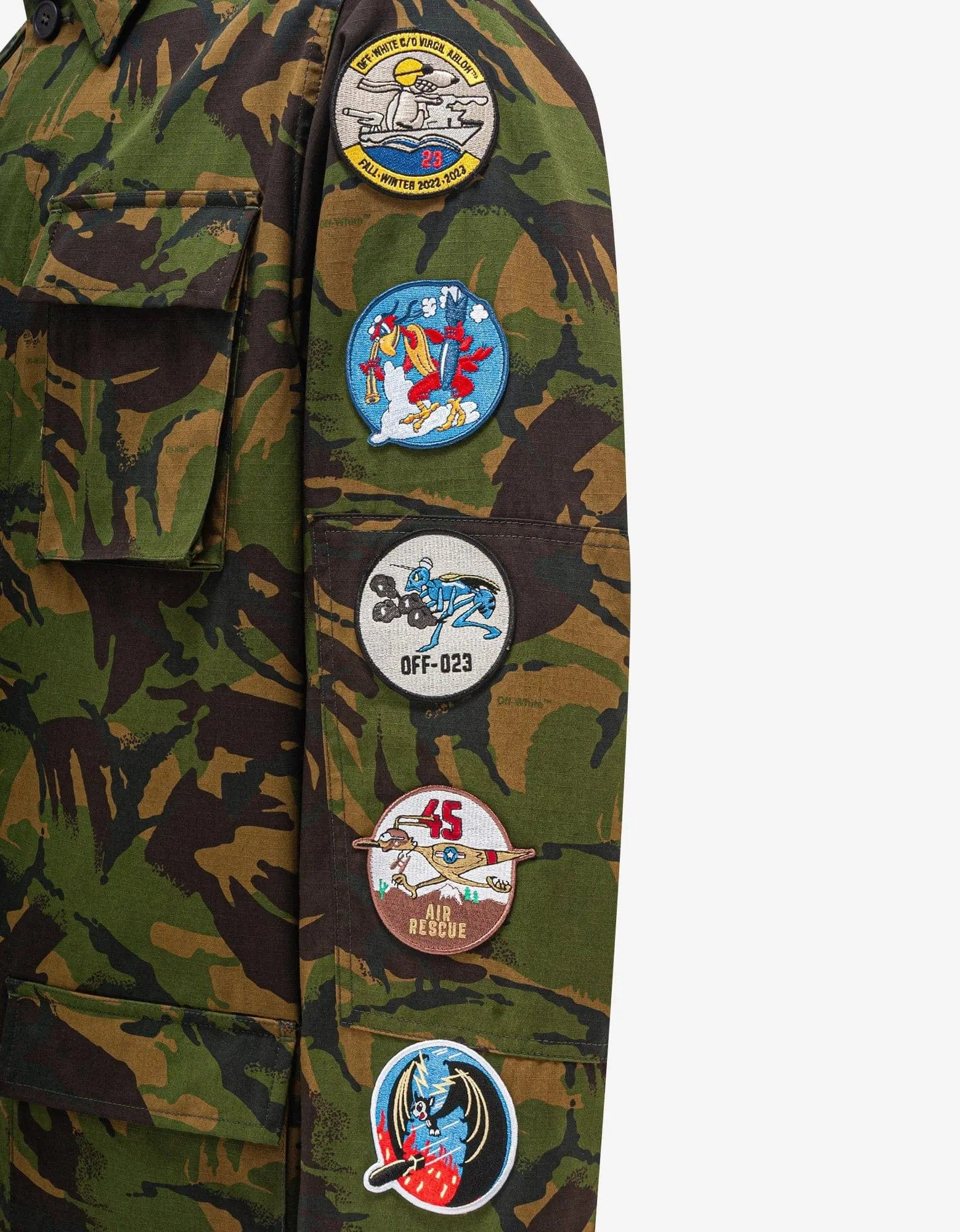 Off-White Green Camouflage Patch Field Jacket - 8