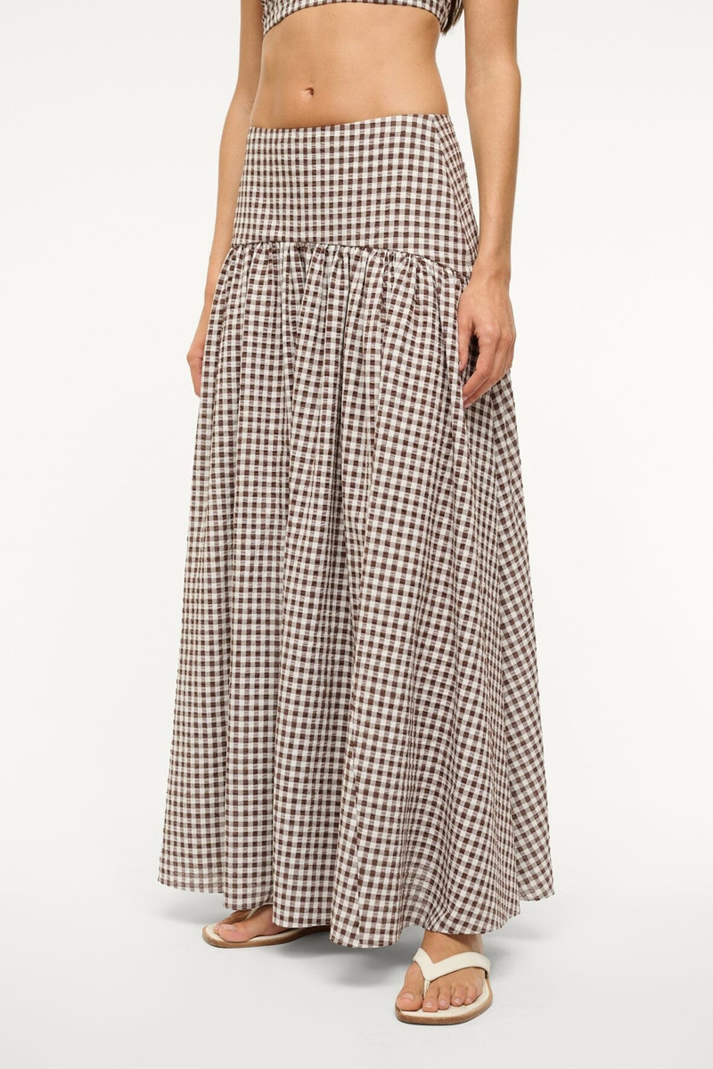 STAUD STAUD PROCIDA SKIRT DARK CHOCOLATE GINGHAM outlook