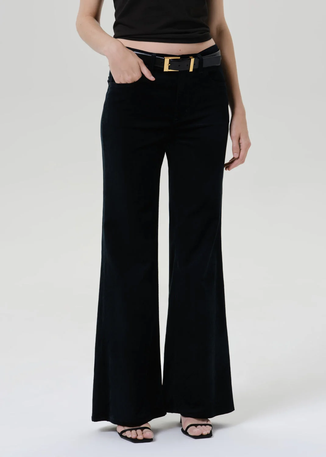 Kimberly 70's Stretch Velvet Flare In Moss - 1