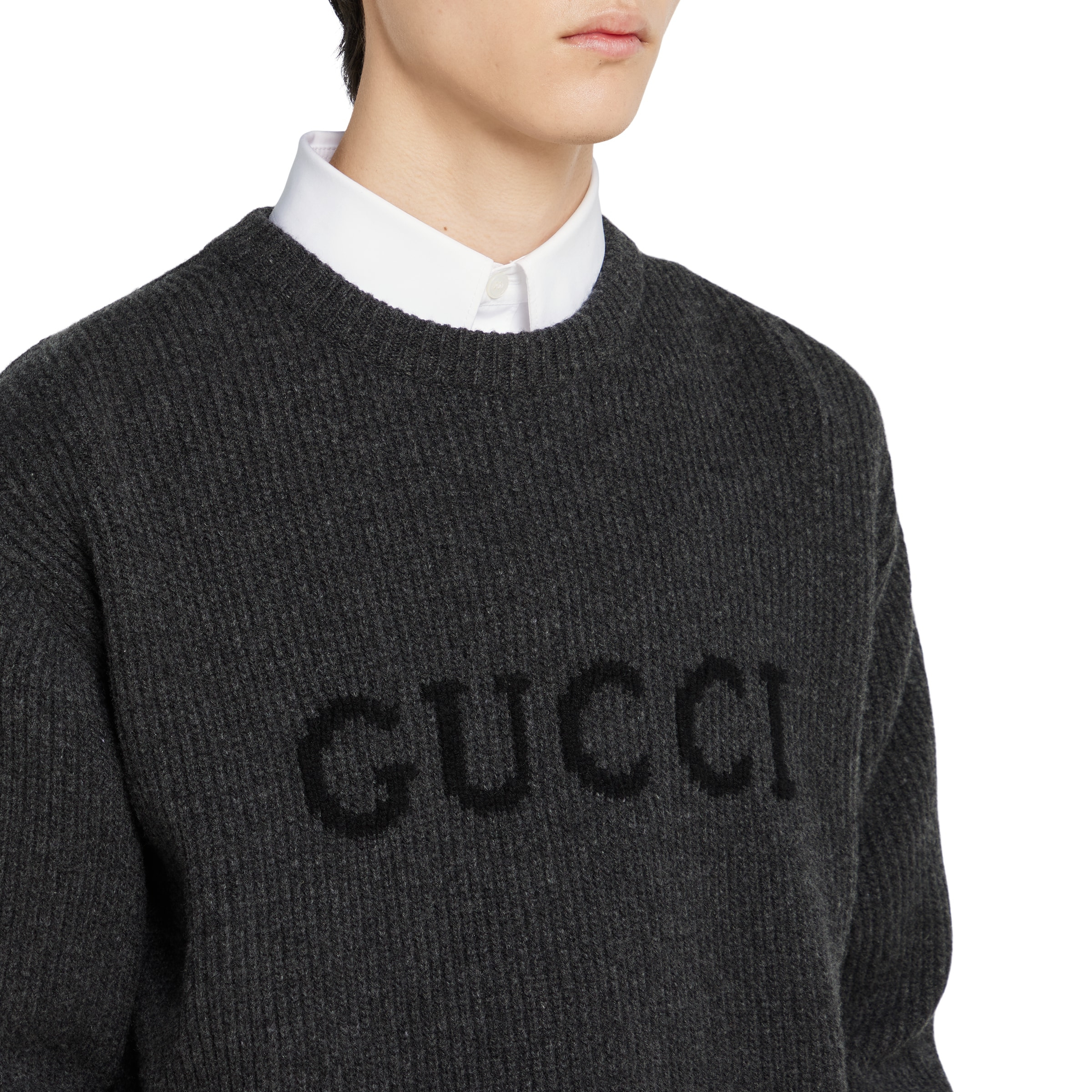 Wool cashmere rib knit sweater - 5