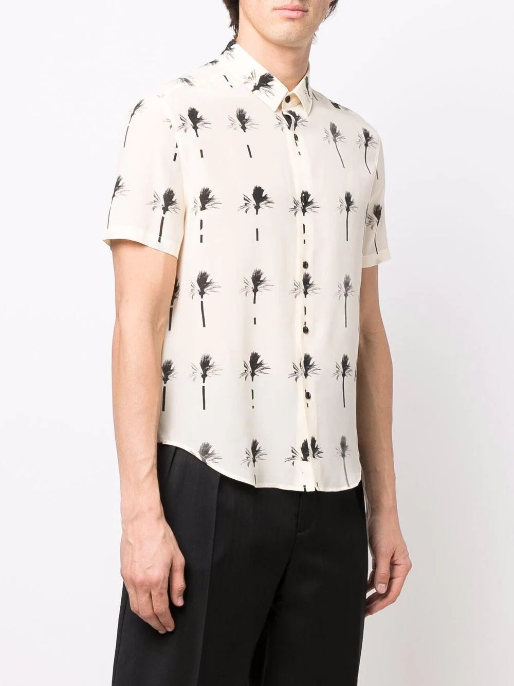 palm tree print short-sleeved shirt - 3