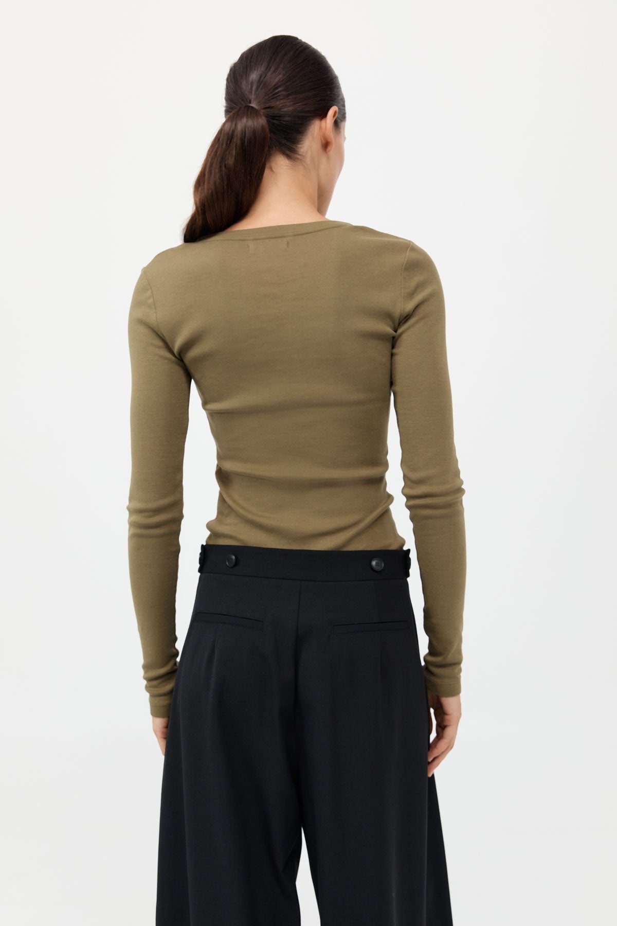 Organic Cotton Long Sleeve Top - Olive - 5