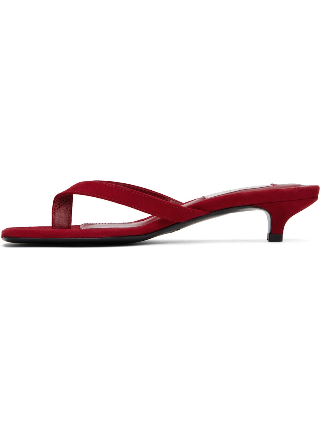 Red Suede Heeled Flip-Flops - 3