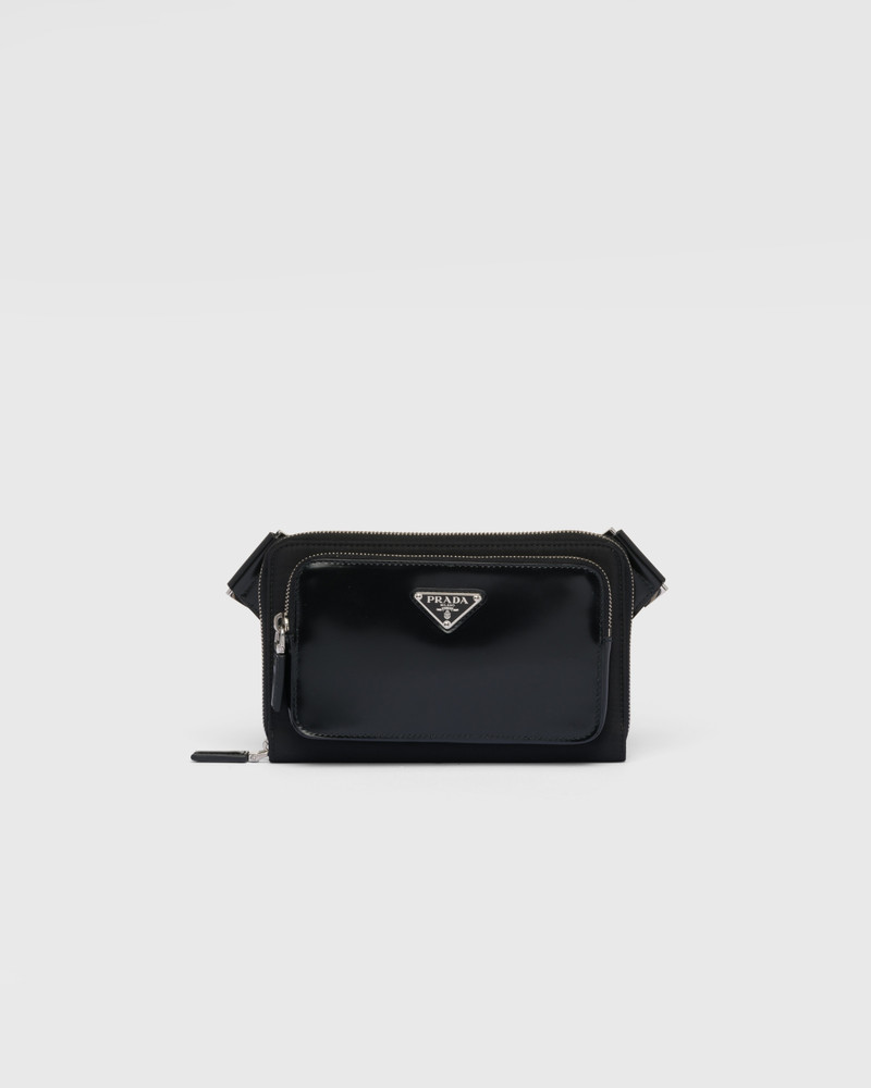 Re-Nylon and brushed leather shoulder bag 1