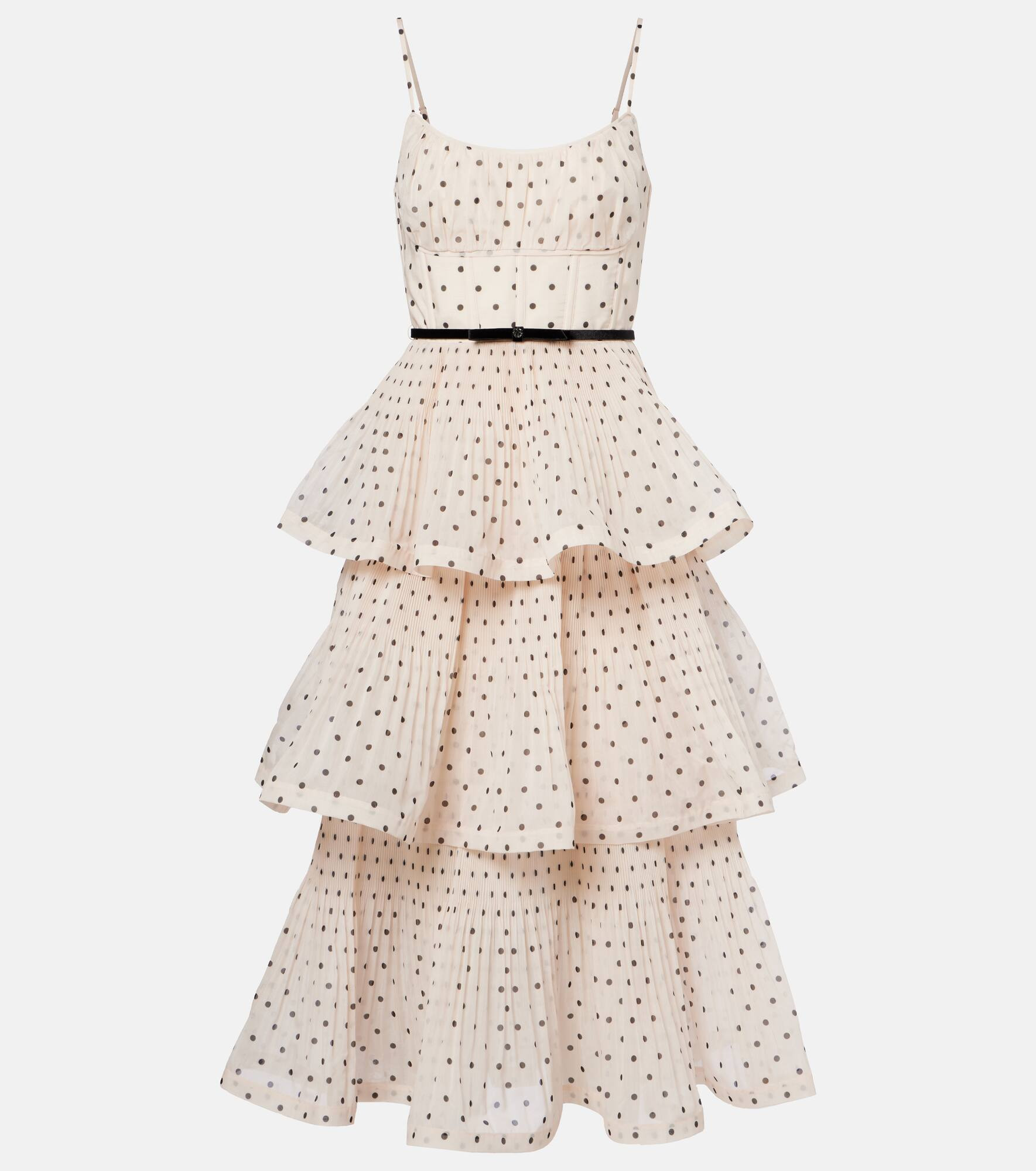Polka-dot tiered midi dress - 1