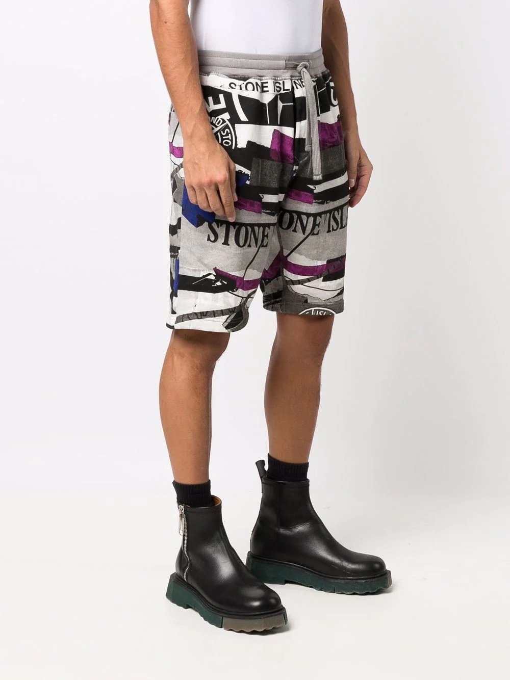 logo-print track shorts - 3