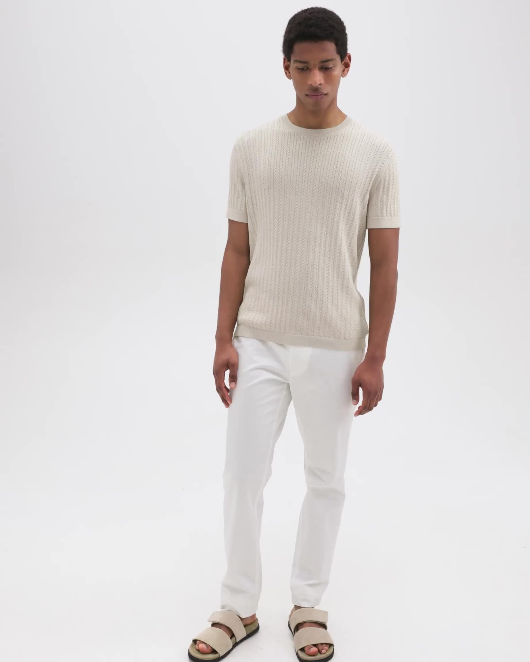 Cable Knit Tee in Cotton - 7