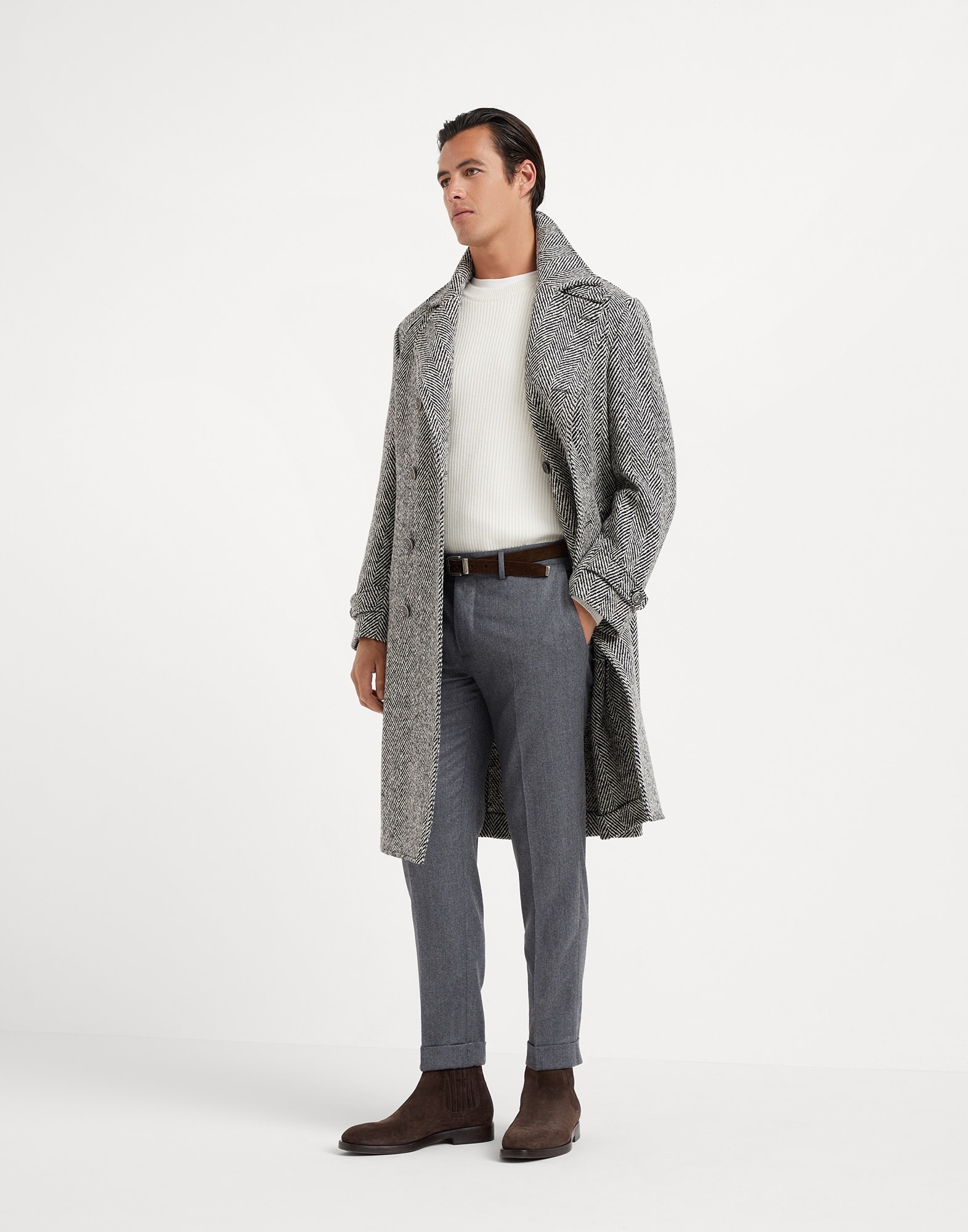 Virgin wool flannel Italian fit trousers - 4