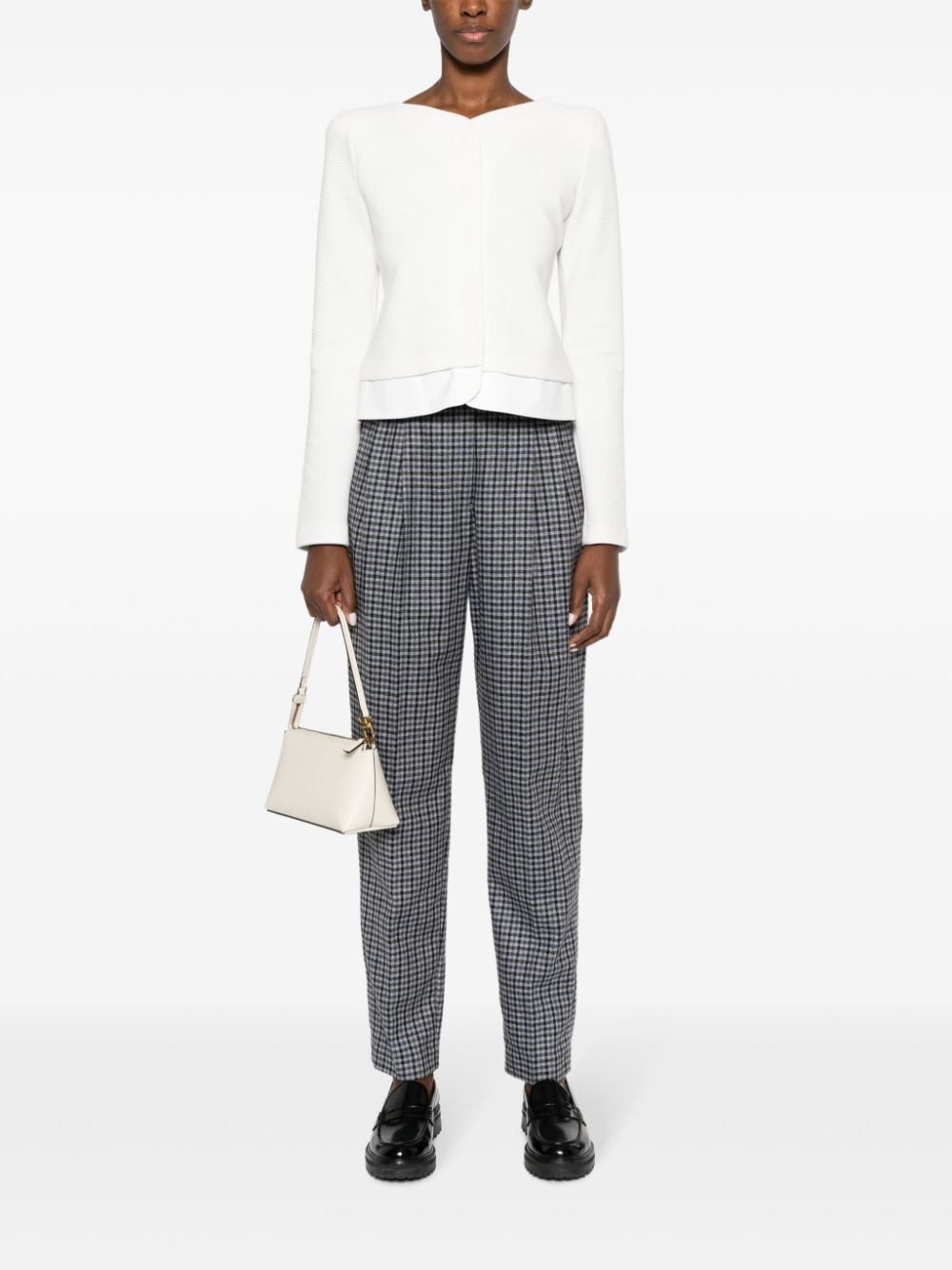 checked high-waist tapered trousers - 2