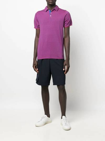 Aspesi stripe-print short-sleeve polo shirt outlook