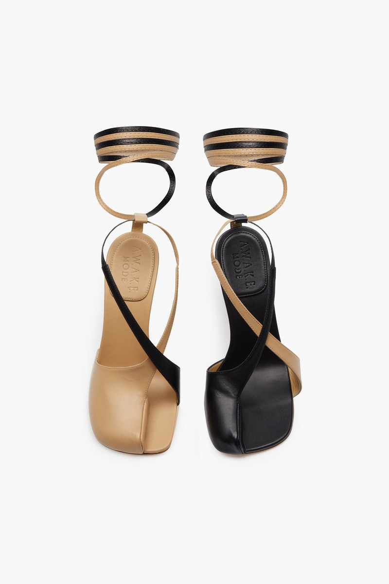 ASYMMETRIC GERALDINE SHOES BEIGE BLACK 4