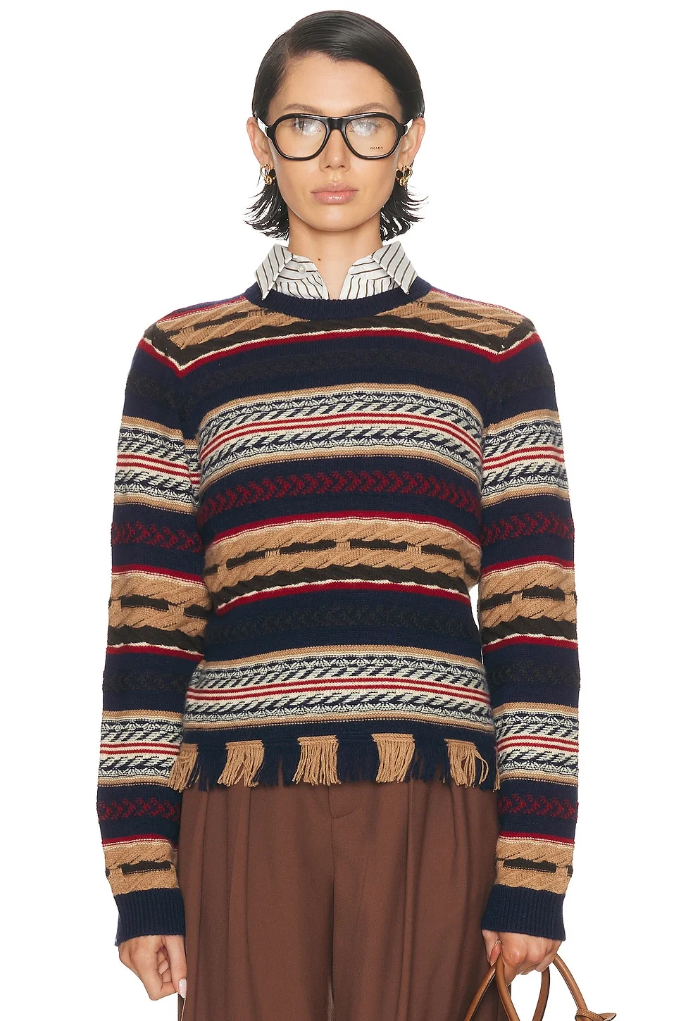 Western Stripe Crew Sweater - 1