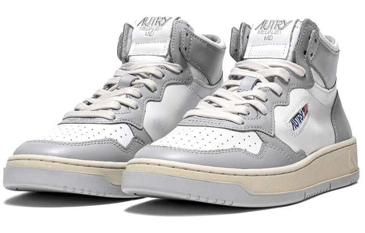(WMNS) Autry Medalist Mid Leather Sneakers Two-Toned 'White Grey' AUMW-WB10 - 2