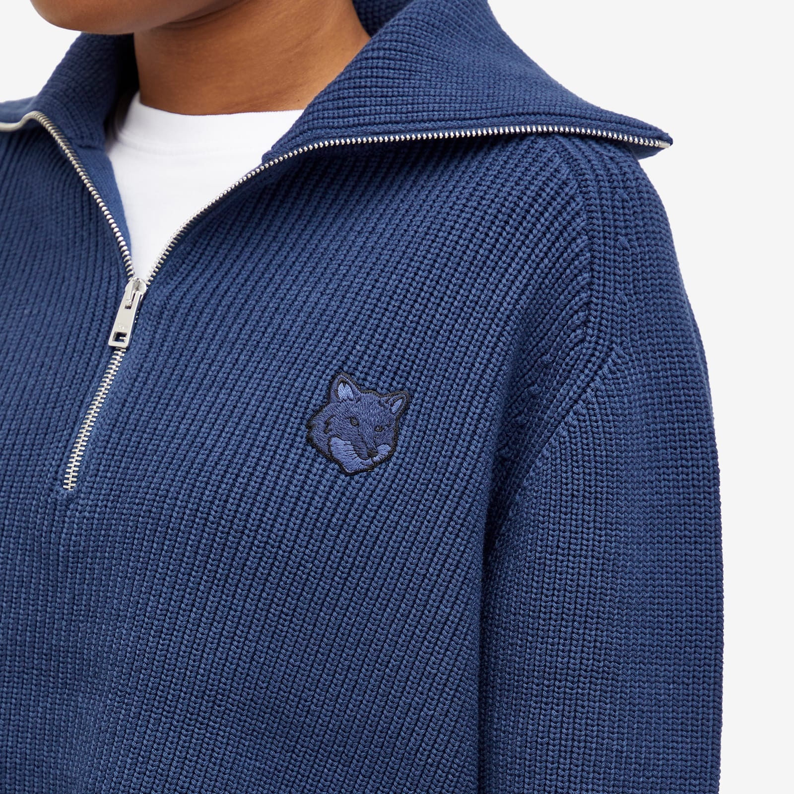 Maison Kitsune Bold Fox Head Patch Half Zip Jumper - 5