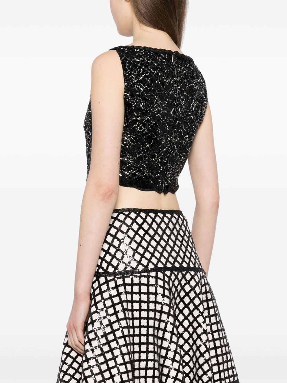 sequin-embellishment scallop-hem tank top - 4