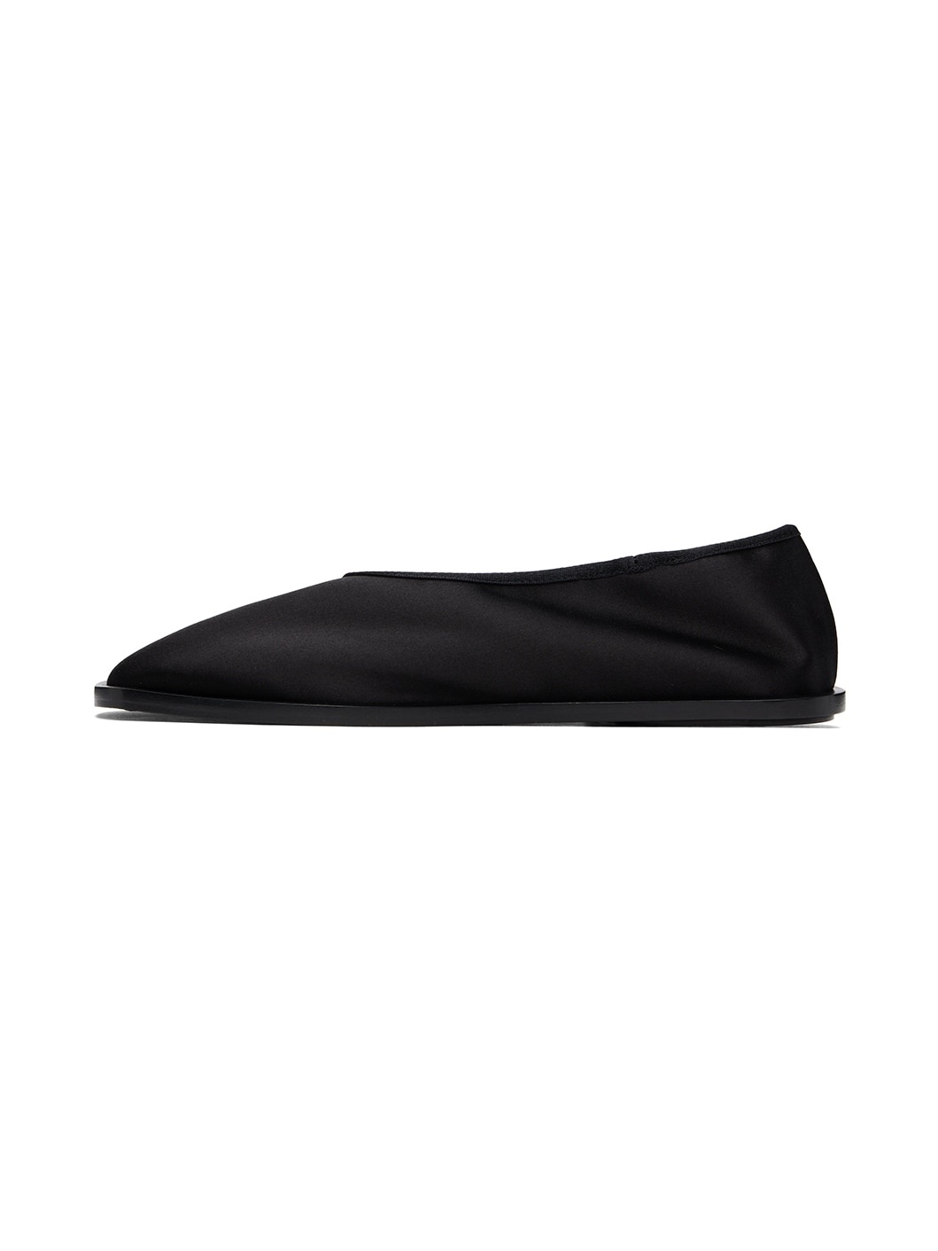 Black Soft Square Satin Loafers - 3