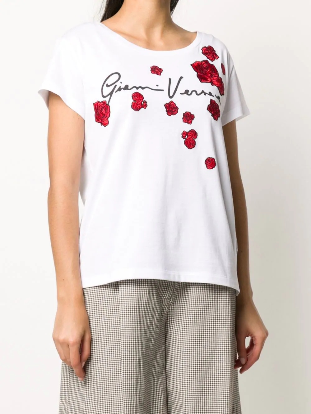 floral-appliqued T-shirt - 3