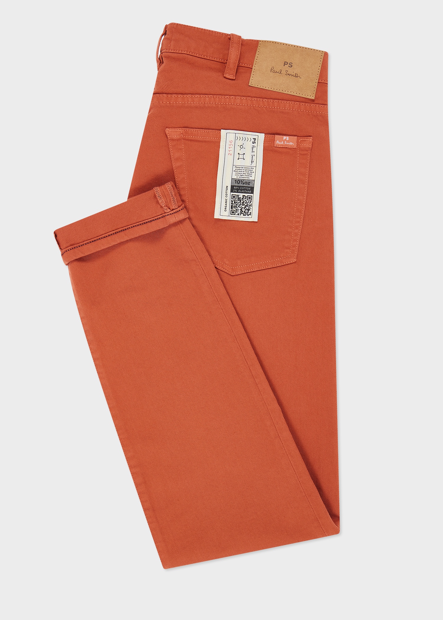 Tapered-Fit Rust Garment-Dyed Organic Cotton-Stretch Jeans - 2