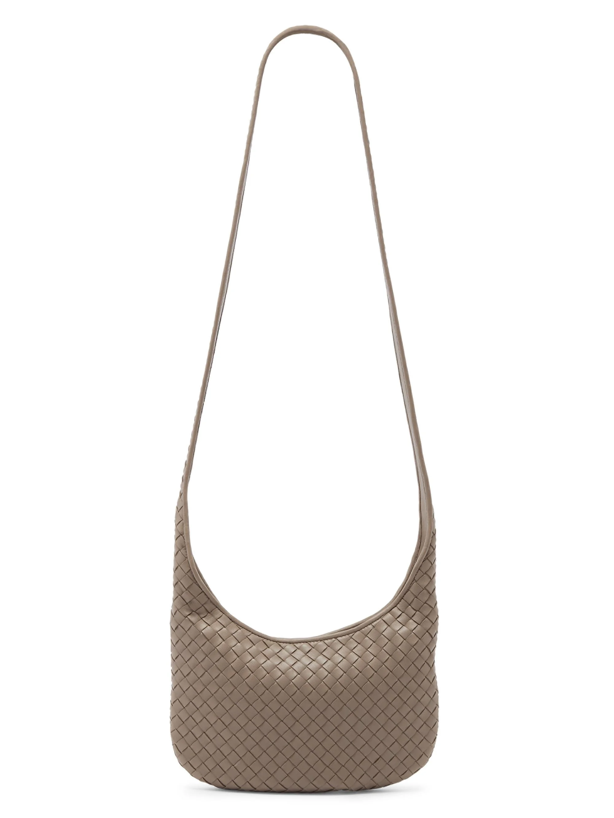 Women's Small Veneto Leather Crossbody Bag - Limestone Silver - 1