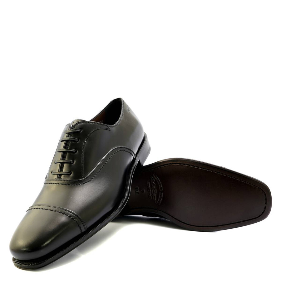 Salvatore Ferragamo Men's Black Cap Toe Oxford Shoes - 2