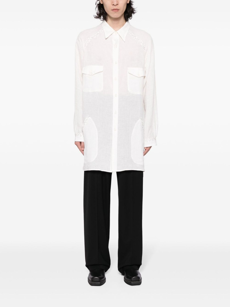 Yohji Yamamoto contrast-stitching linen shirt outlook