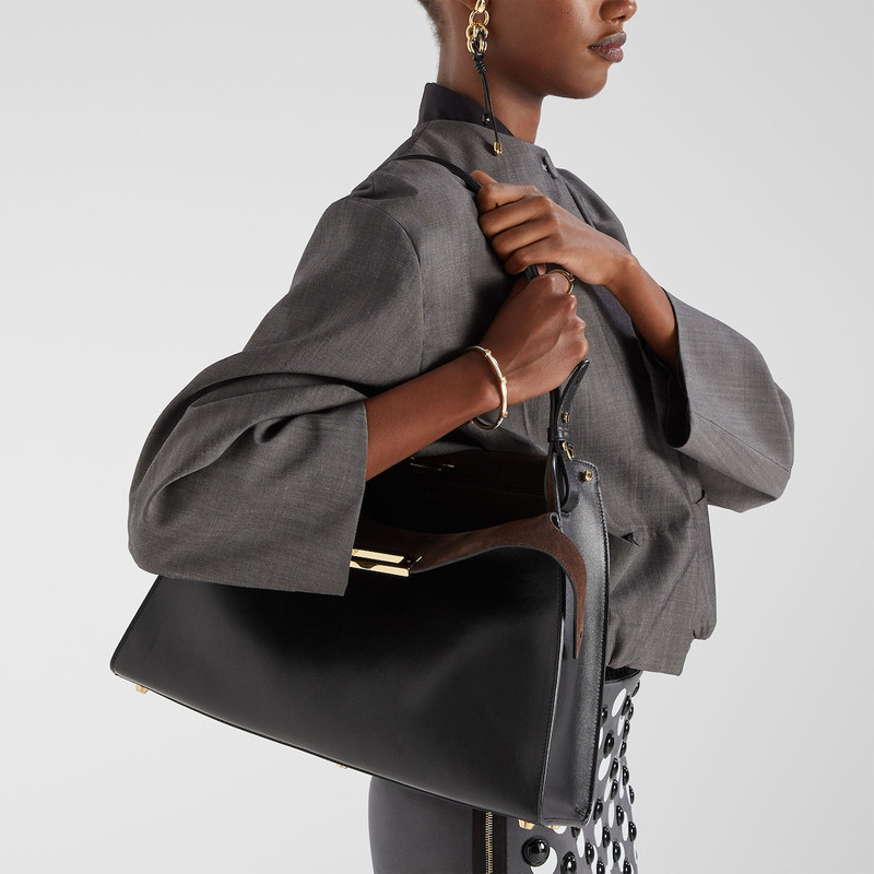 Fendi Way Medium Black leather and chocolate suede bag 2
