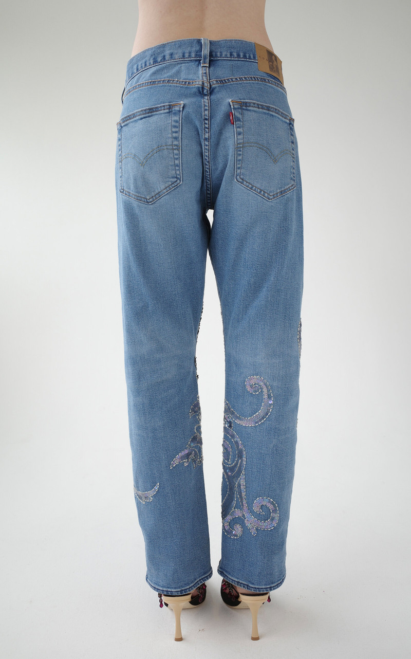 Sequin-Embellished Mid-Rise Straight-Leg Jeans blue 4