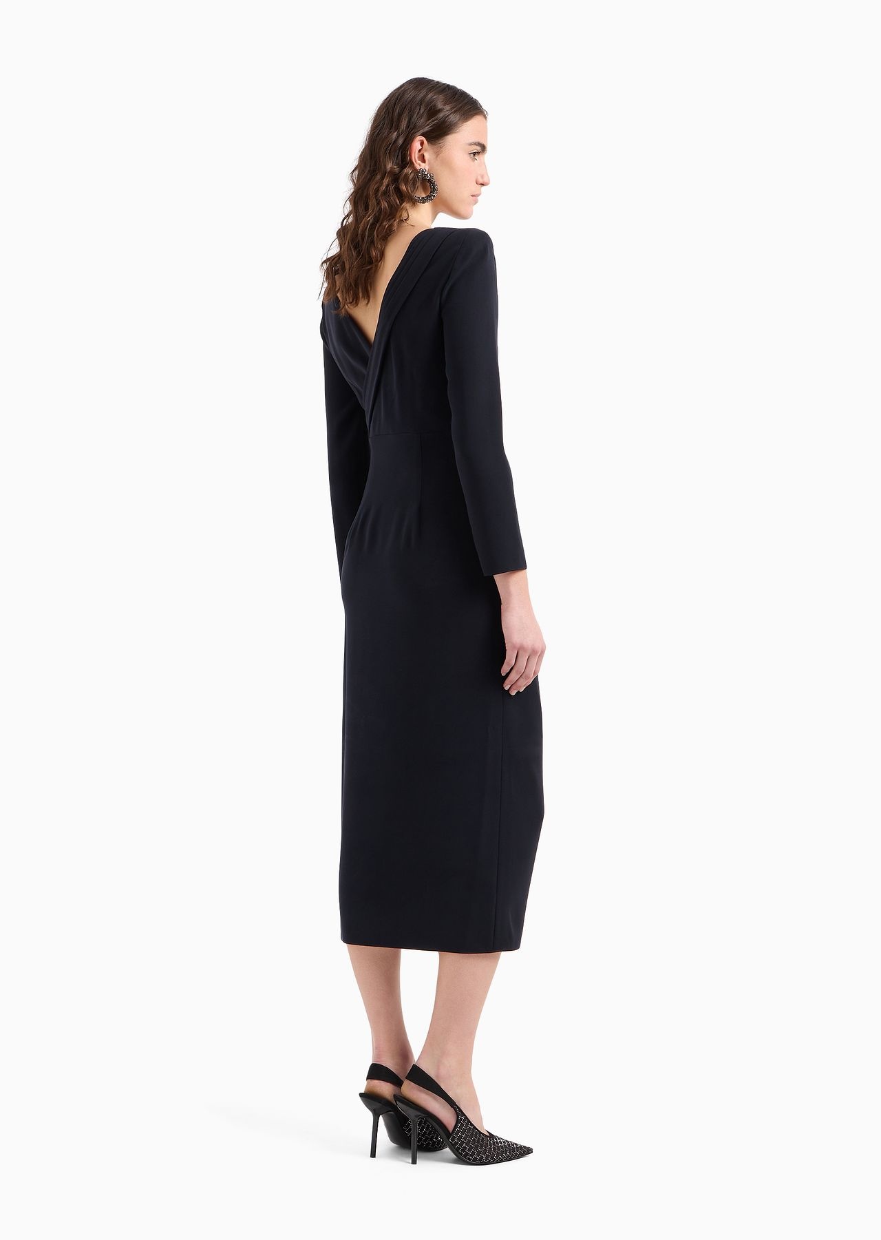 Techno cady midi dress with side draping - 3