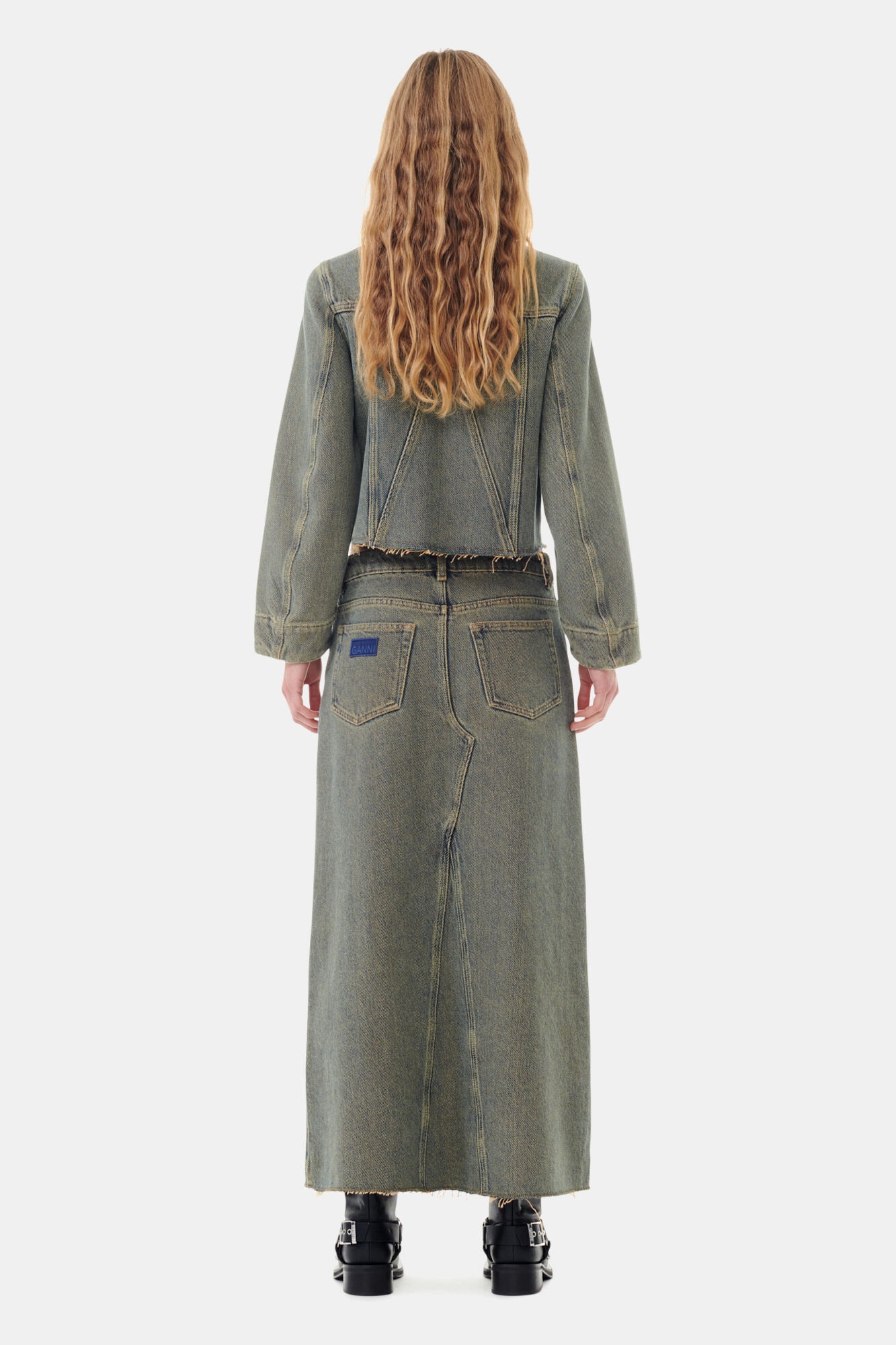 OVERDYED HEAVY DENIM MAXI SKIRT - 4