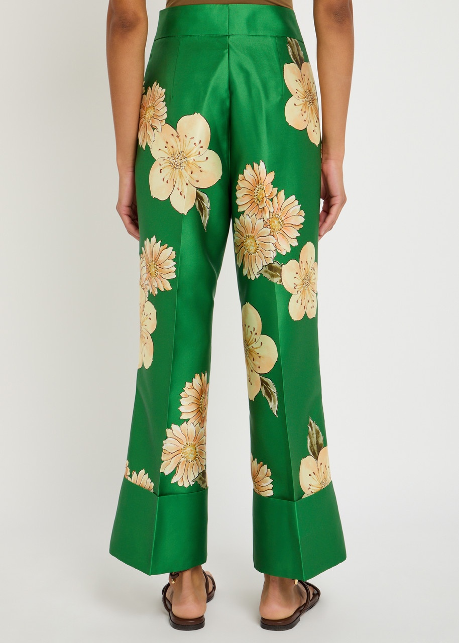 Alemais Sage Floral-print Satin Trousers - 3