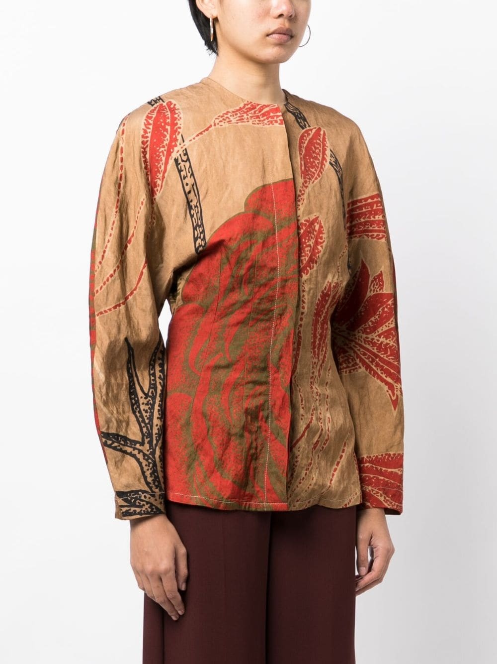 floral-print long-sleeve blouse - 3