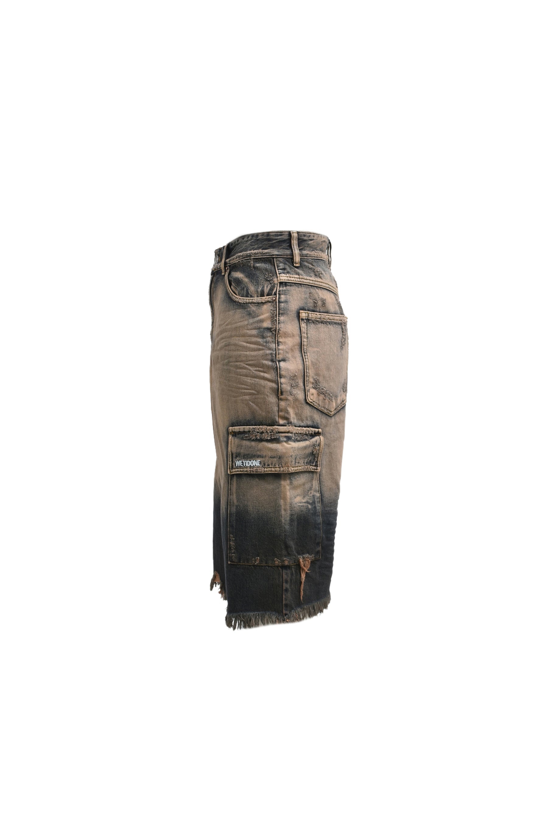 CARGO WASHED DENIM SHORTS / NVY - 3