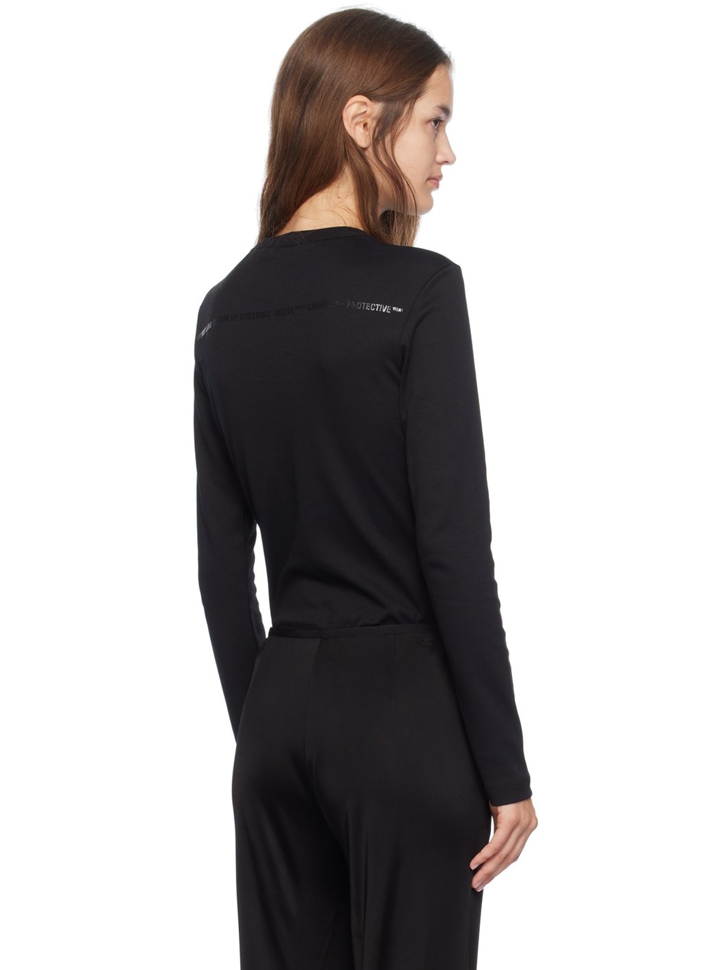 Black Slim Logo Long Sleeve T-Shirt - 3